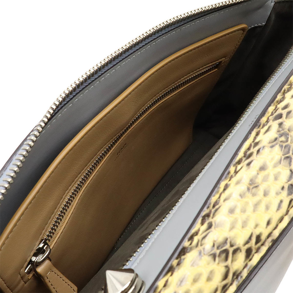 Fendi Python Style Leather Handbag Light Blue - image 6